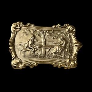 Vintage Victorian Pressed Couple Gold Brooch/ Pin